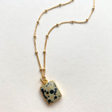 Dalmatian Gem Slice Necklace | Positivity (Gold Plated)