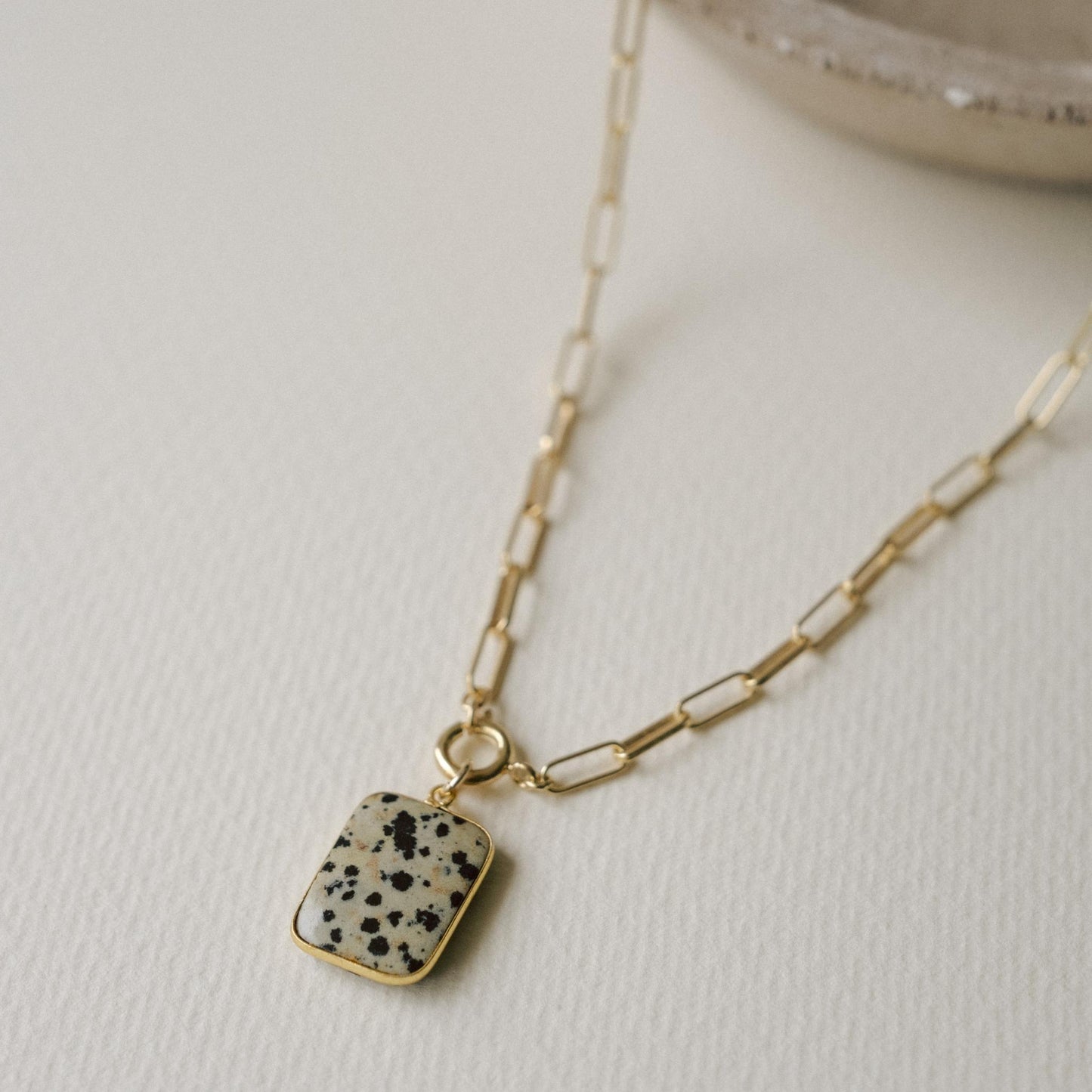 Statement Dalmatian Gem Slice Chunky Chain Necklace | Positivity (Gold Plated)