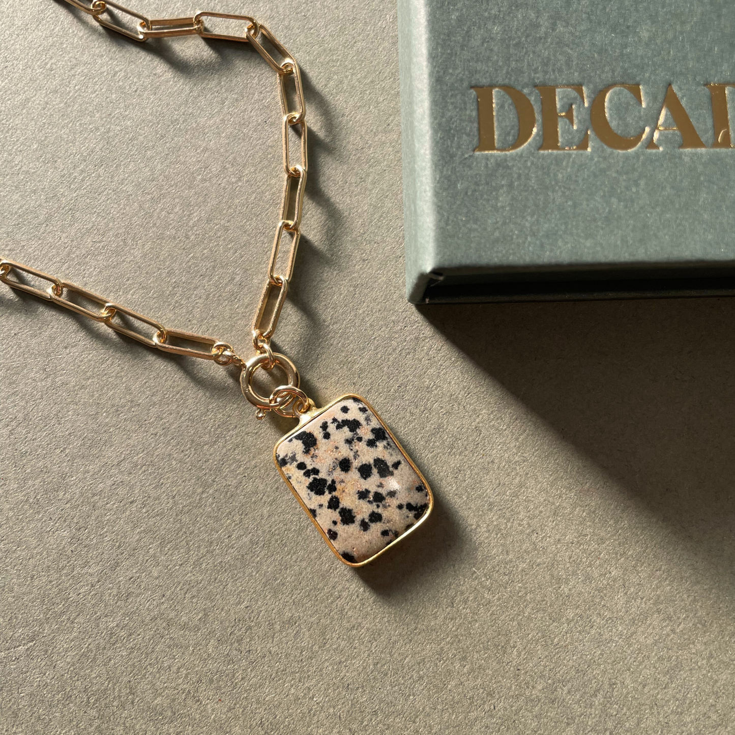 Dalmatian Gem Slice Chunky Chain Necklace | Positivity (Gold Plated)