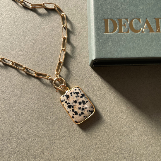 Dalmatian Gem Slice Chunky Chain Necklace | Positivity (Gold Plated)