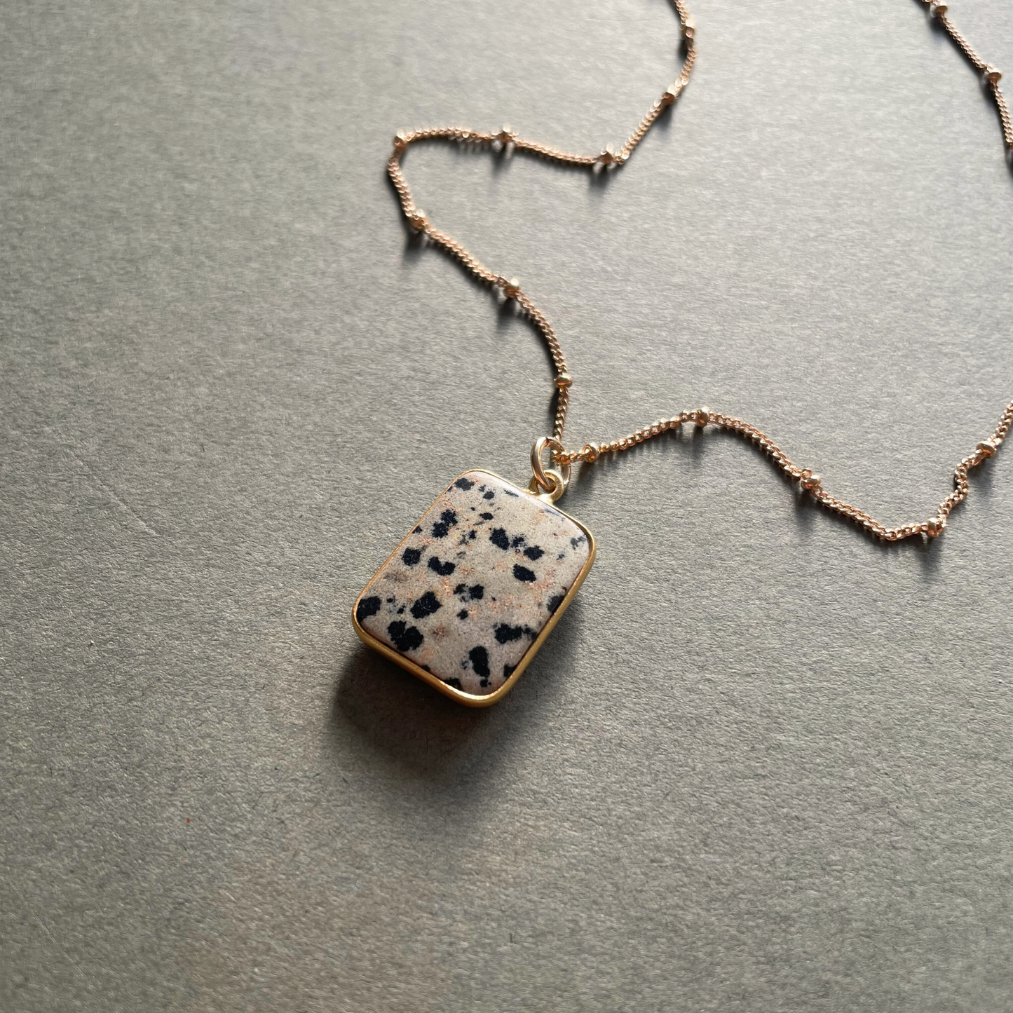 Dalmatian Gem Slice Necklace | Positivity (Gold Plated)