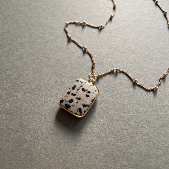 Dalmatian Gem Slice Necklace | Positivity (Gold Plated)