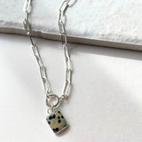 Dalmatian Gem Slice Necklace | Positivity (Silver)