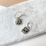 Dalmatian Gem Slice Hoop Earrings | Positivity (Silver)