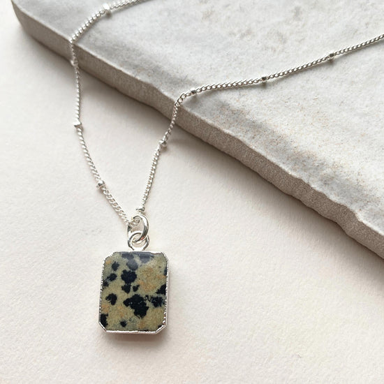 Dalmatian Gem Slice Necklace | Positivity (Sterling Silver)