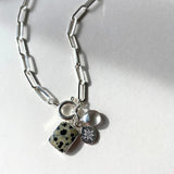 Dalmatian Gem Slice Triple Necklace | Positivity (Silver)