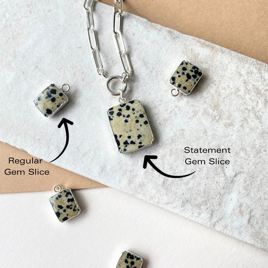 Statement Dalmatian Gem Slice Chunky Chain Necklace | Positivity (Sterling Silver)