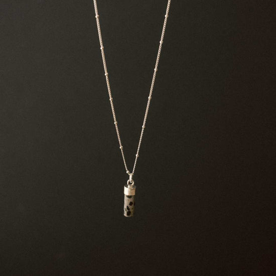 Dalmatian Jasper Wand Pendant Necklace | Positivity (Silver)