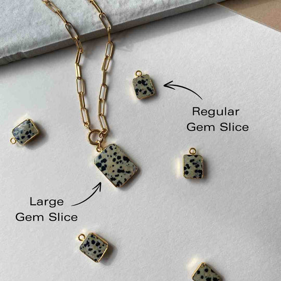 Dalmatian Large Gem Slice Chunky Chain Necklace | Positivity (Gold Plated)