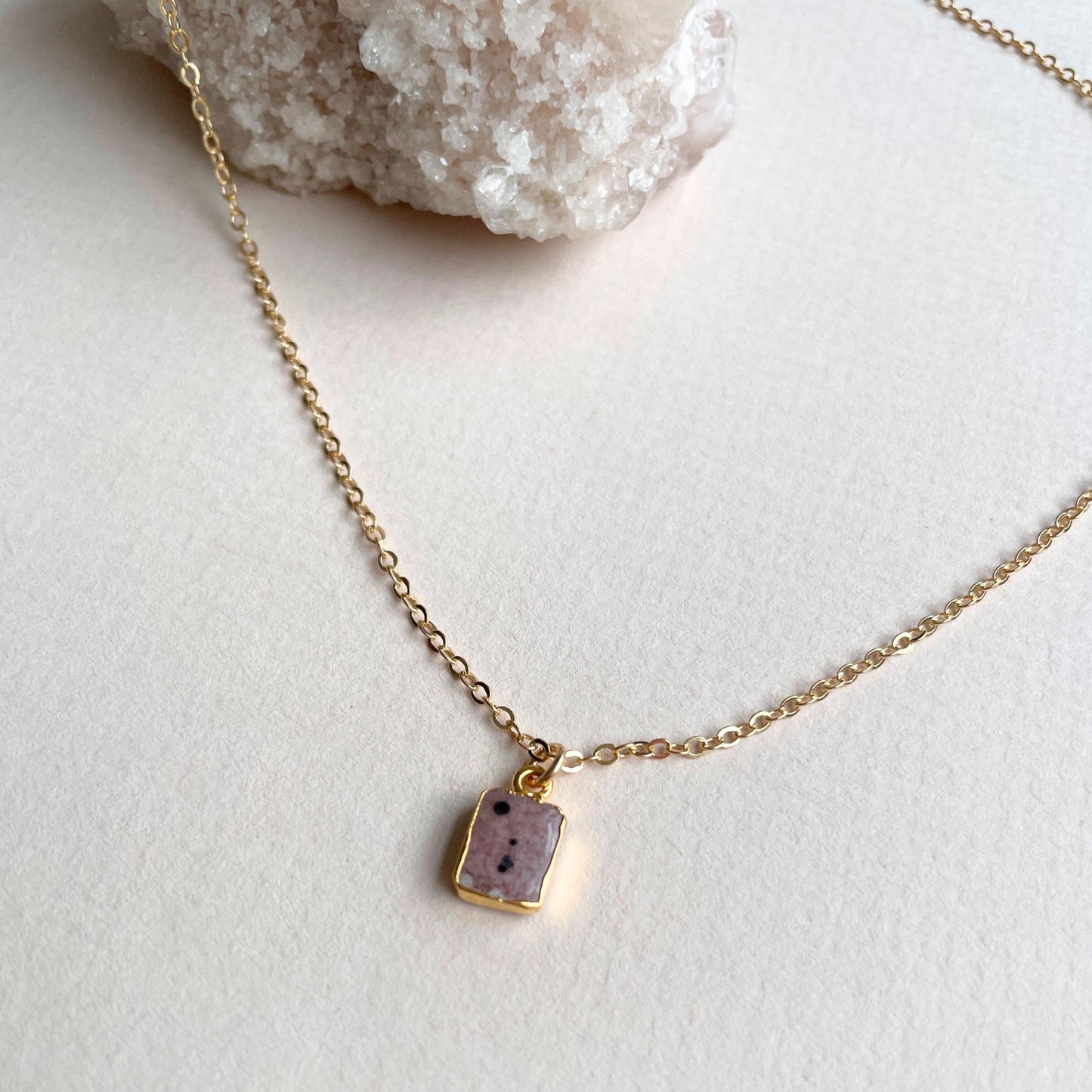 Load image into Gallery viewer, Rhodochrosite Mini Gem Slice Necklace | Compassion (Gold Plated)
