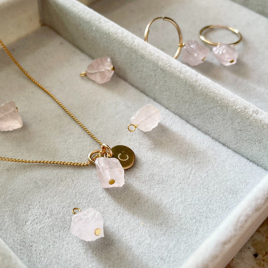 Load image into Gallery viewer, Rose Quartz Threaded Necklace | Love (Gold Plated)
