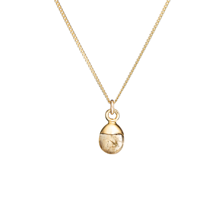 Citrine Tiny Tumbled Necklace | Success (Gold Plated)