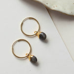 September Birthstone | Sapphire Tiny Tumbled Hoop Earrings (Gold)