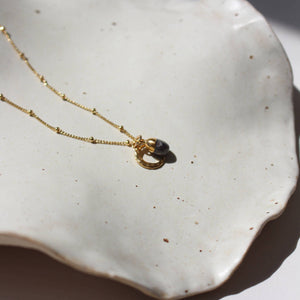 
            
                Load image into Gallery viewer, September Birthstone | Sapphire &amp;amp; Moon Necklace (Gold Plated)
            
        