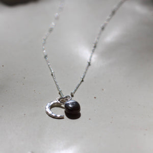 
            
                Load image into Gallery viewer, September Birthstone | Sapphire &amp;amp; Moon Necklace (Silver)
            
        