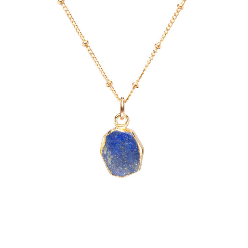 
            
                Load image into Gallery viewer, September Birthstone | Lapis Lazuli Gem Slice Necklace
            
        