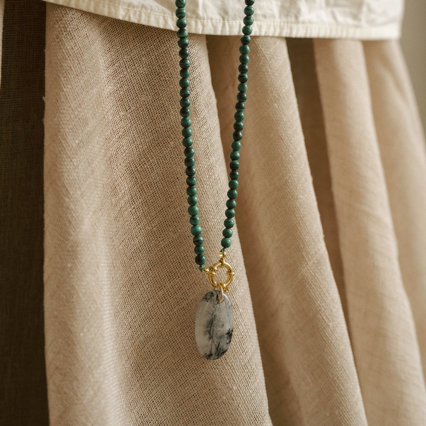 Palm Stones | Tiger Eye, Malachite & Rhutilated Quartz (Gold)