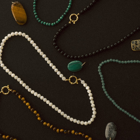 Palm Stones | Tiger Eye, Malachite & Rhutilated Quartz (Gold)