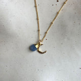 Choose Your Own | Tumbled Gemstone & Moon Necklace (Gold Plated)