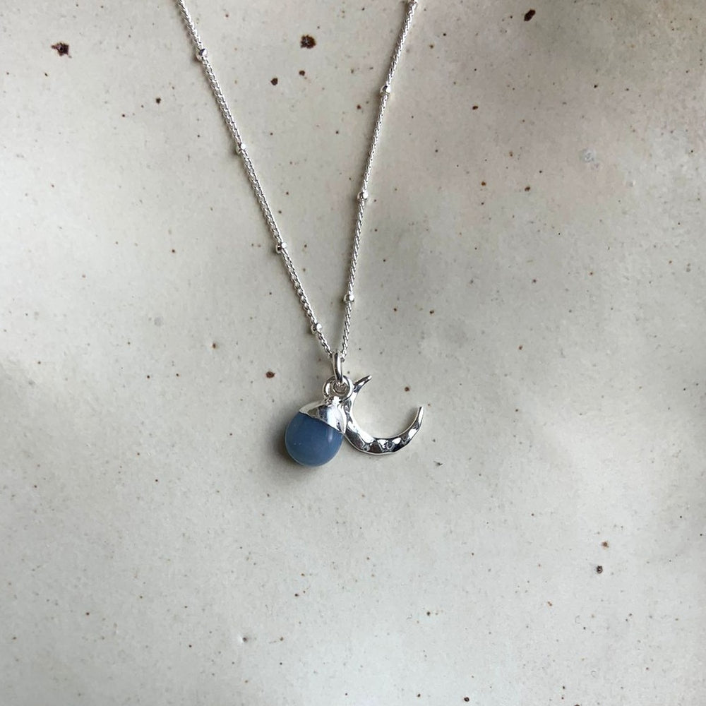 Bridesmaid | Gemstone & Moon Necklace (Silver)