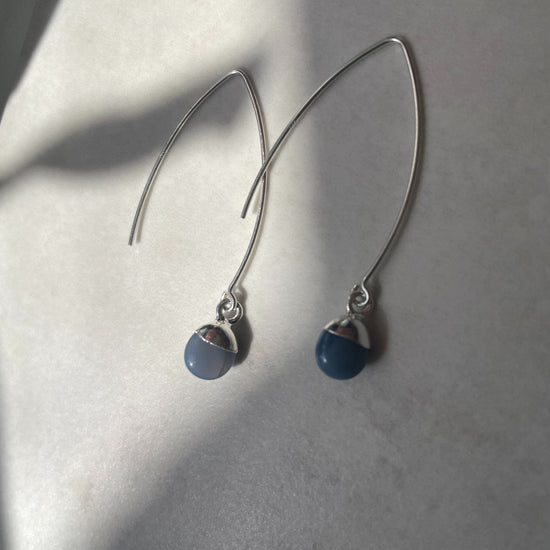 Load image into Gallery viewer, Blue Opal Tiny Tumbled Earrings | Purity (Silver)
