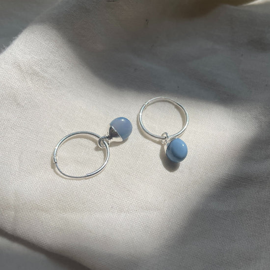 Blue Opal Tiny Tumbled Earrings | Purity (Silver)