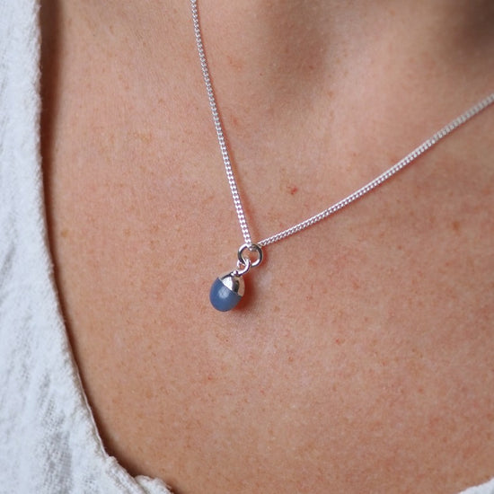 Blue Opal Tiny Tumbled Necklace | Purity (Silver)