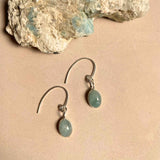 Aquamarine Mini Dome Ear Wire Earrings | Serenity (Silver)