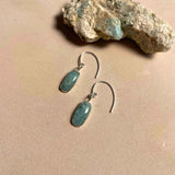 Aquamarine Mini Dome Ear Wire Earrings | Serenity (Silver)