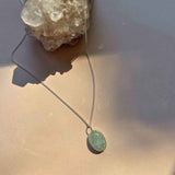 Aquamarine Dome Pendant Necklace | Serenity (Silver)