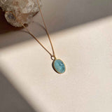 Aquamarine Dome Pendant Necklace | Serenity (Gold)