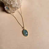 Aquamarine Dome Pendant Necklace | Serenity (Gold)