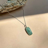 Aquamarine Dome Pendant Necklace | Serenity (Silver)