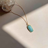Aquamarine Dome Pendant Necklace | Serenity (Gold)