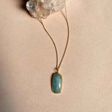 Aquamarine Dome Pendant Necklace | Serenity (Gold)