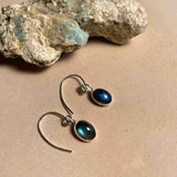 Labradorite Mini Dome Ear Wire Earrings | Adventure (Silver)