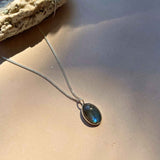 Labradorite Dome Pendant Necklace | Adventure (Silver)