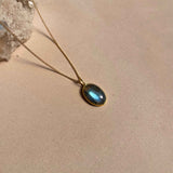 Labradorite Dome Pendant Necklace | Adventure (Gold)