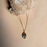 Labradorite Dome Pendant Necklace | Adventure (Gold)