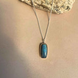 Labradorite Dome Pendant Necklace | Adventure (Silver)