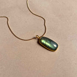 Labradorite Dome Pendant Necklace | Adventure (Gold)