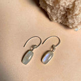 Moonstone Mini Dome Ear Wire Earrings | Intuition (Silver)