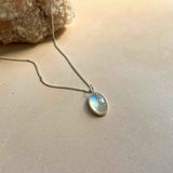 Moonstone Dome Pendant Necklace | Intuition (Silver)