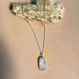 Moonstone Dome Pendant Necklace | Intuition (Silver)