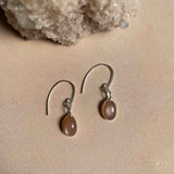 Peach Moonstone Mini Dome Ear Wire Earrings | Inner Strength (Silver)