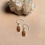 Peach Moonstone Mini Dome Ear Wire Earrings | Inner Strength (Silver)