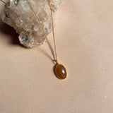 Peach Moonstone Dome Pendant Necklace | Inner Strength (Gold)