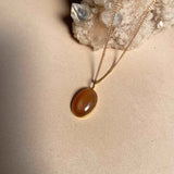 Peach Moonstone Dome Pendant Necklace | Inner Strength (Gold)
