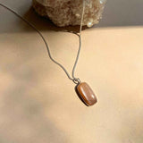 Peach Moonstone Dome Pendant Necklace | Inner Strength (Silver)