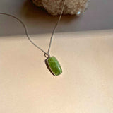 Peridot Dome Pendant Necklace | Wellbeing (Silver)